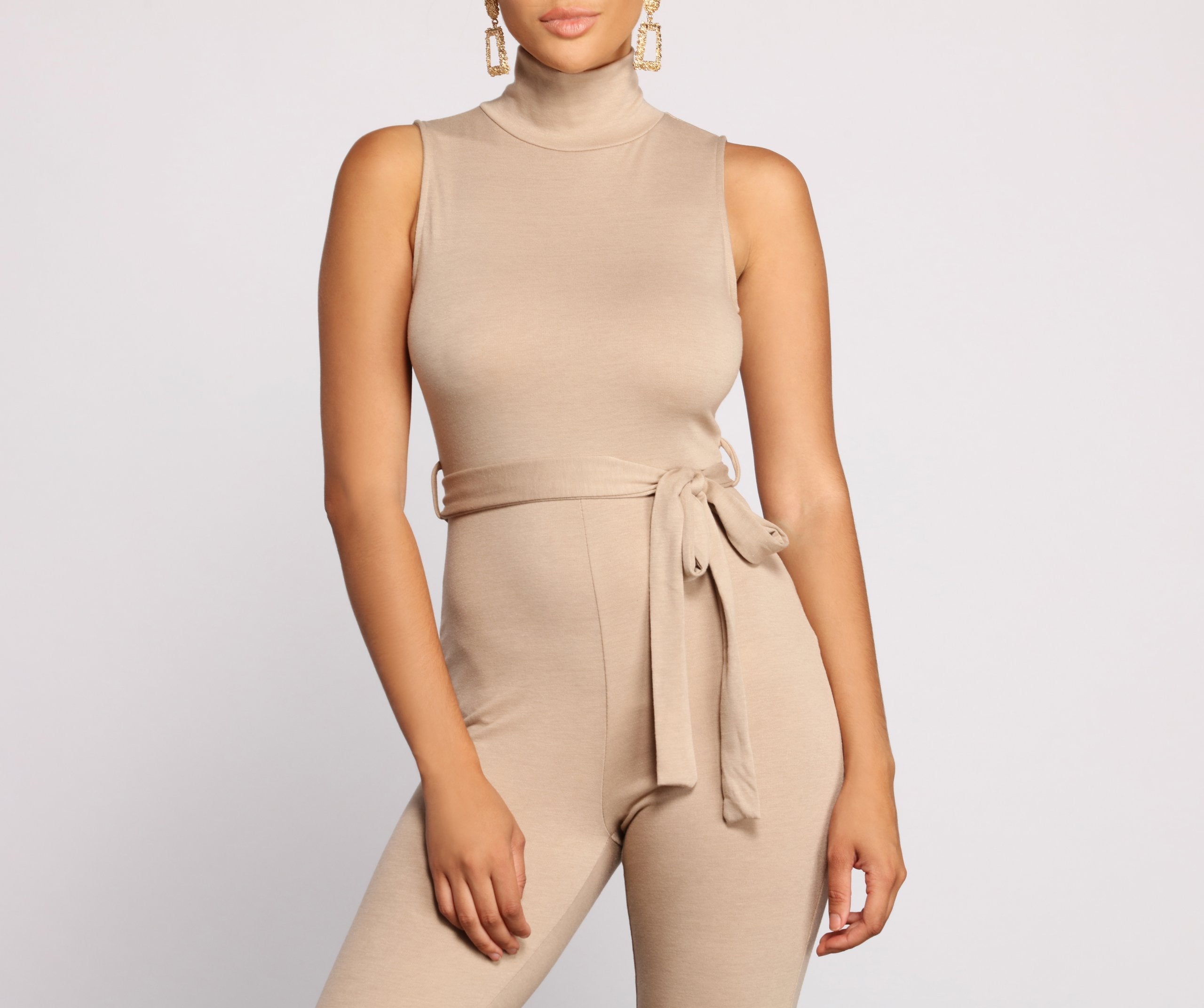 Sleek and Stylish Tie Waist Catsuit Ins Street