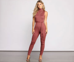 Sleek and Stylish Tie Waist Catsuit Ins Street