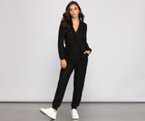 Cozy and Chic Ribbed Surplice Jogger Jumpsuit Ins Street