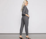 Cozy and Chic Ribbed Surplice Jogger Jumpsuit Ins Street