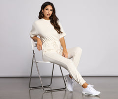 Comfy Vibes Ribbed Knit Jogger Jumpsuit Ins Street