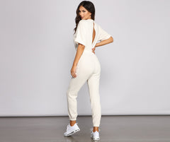 Comfy Vibes Ribbed Knit Jogger Jumpsuit Ins Street