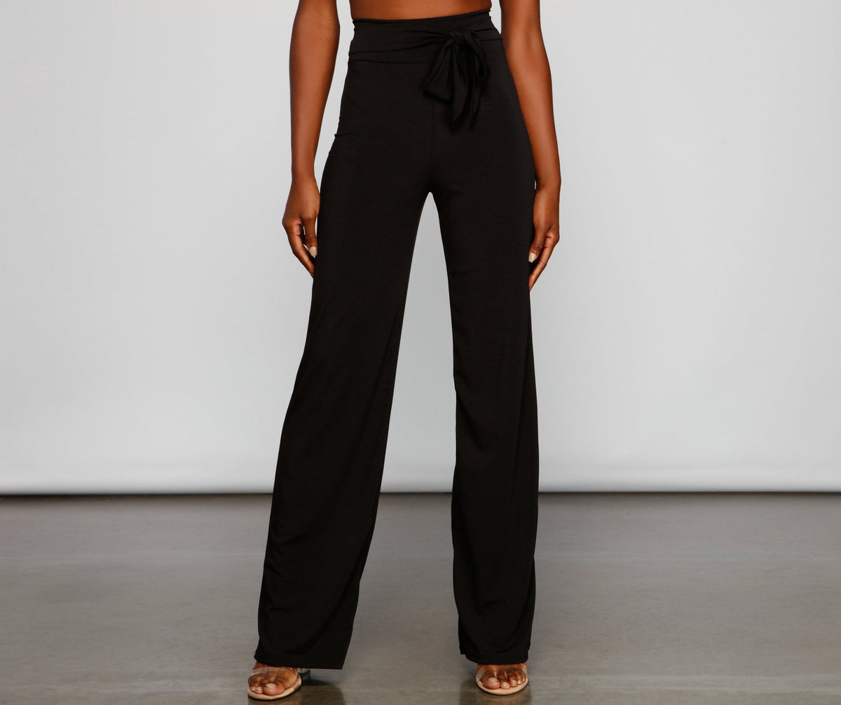 Sleek Tie Waist Wide Leg Pants Ins Street