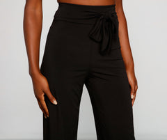 Sleek Tie Waist Wide Leg Pants Ins Street