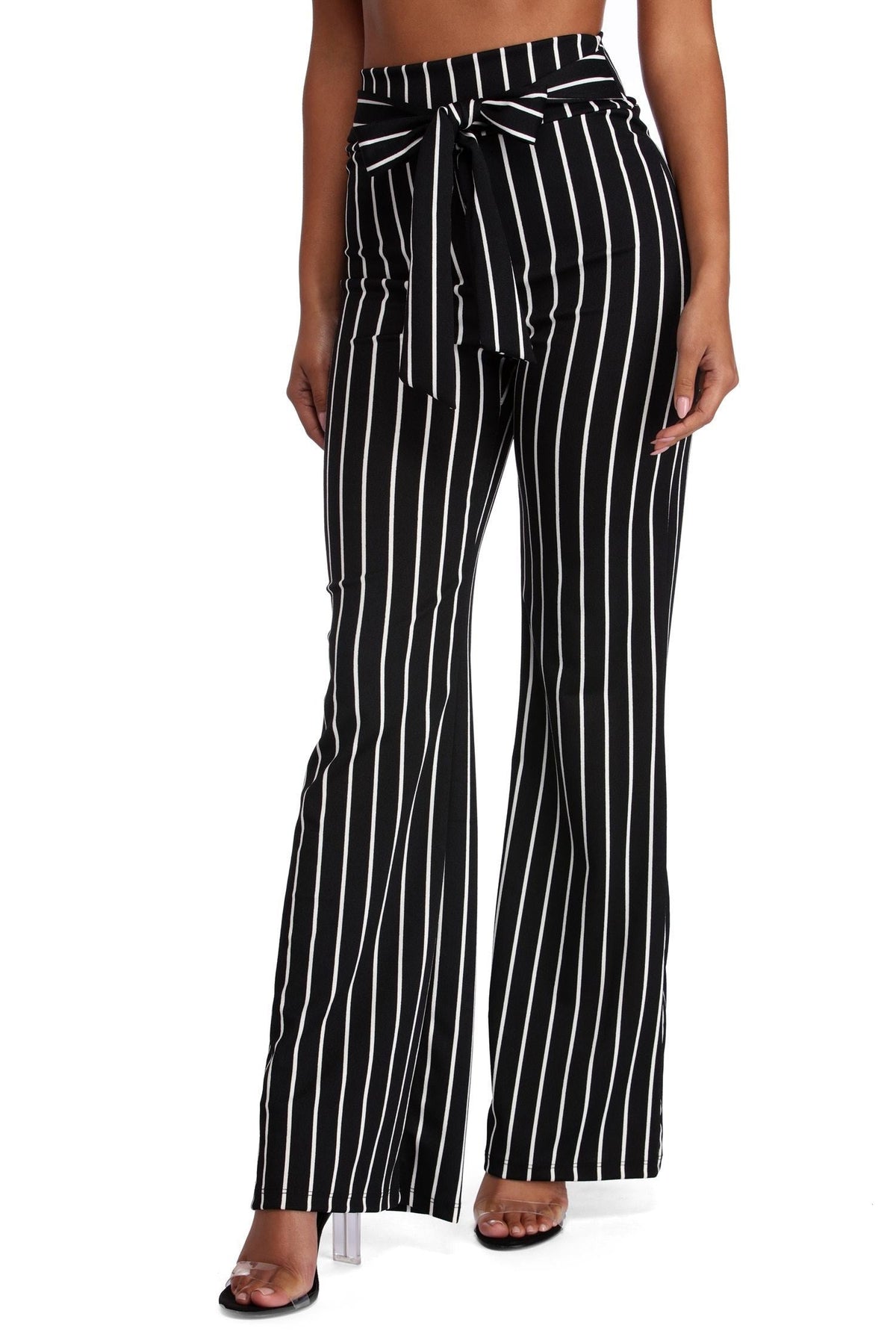 Classic Stripes Tie Waist Pants Ins Street