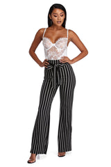 Classic Stripes Tie Waist Pants Ins Street