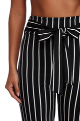 Classic Stripes Tie Waist Pants Ins Street