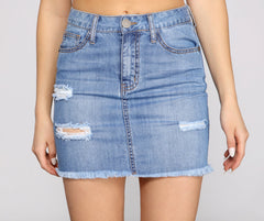 High-Rise Destructed Mini Skirt insstreet