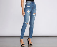 High Rise Super Destructed Skinny Jeans insstreet