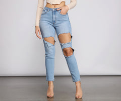 High Waist Trendy Cut Out Skinny Jeans insstreet