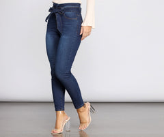 High Rise Paper Bag Skinny Jeans insstreet