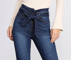 High Rise Paper Bag Skinny Jeans insstreet