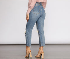 High Waist Distressed Denim Pants insstreet