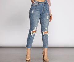 High Waist Distressed Denim Pants insstreet