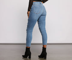 High Rise Edgy Distressed Skinny Jeans insstreet