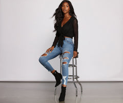 High Rise Edgy Distressed Skinny Jeans insstreet