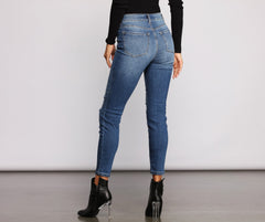 High Rise Knee Slit Skinny Jeans insstreet