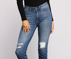 High Rise Knee Slit Skinny Jeans insstreet