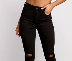 High Rise Knee Slit Skinny Jeans insstreet