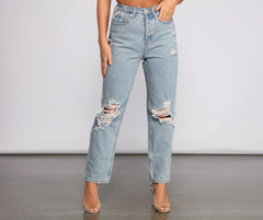 Classic Staple High Rise Destructed Boyfriend Jeans Ins Street