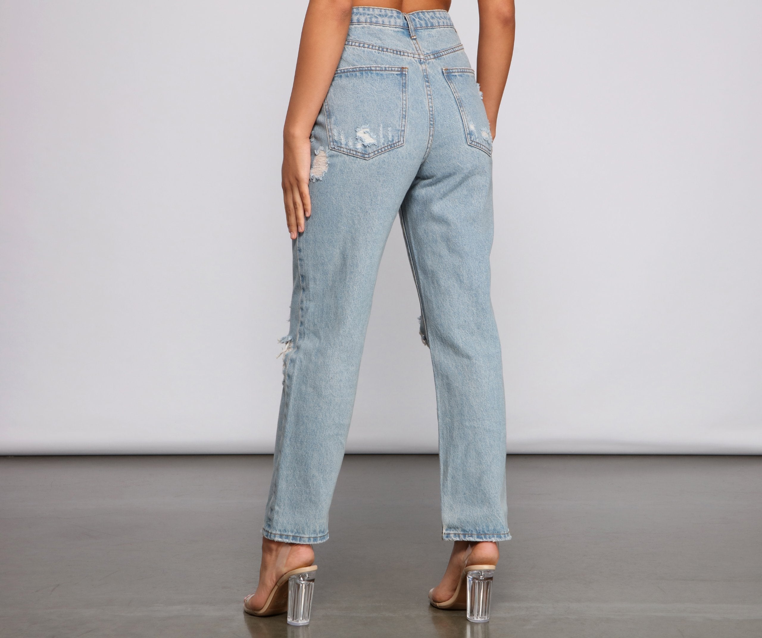 Classic Staple High Rise Destructed Boyfriend Jeans Ins Street