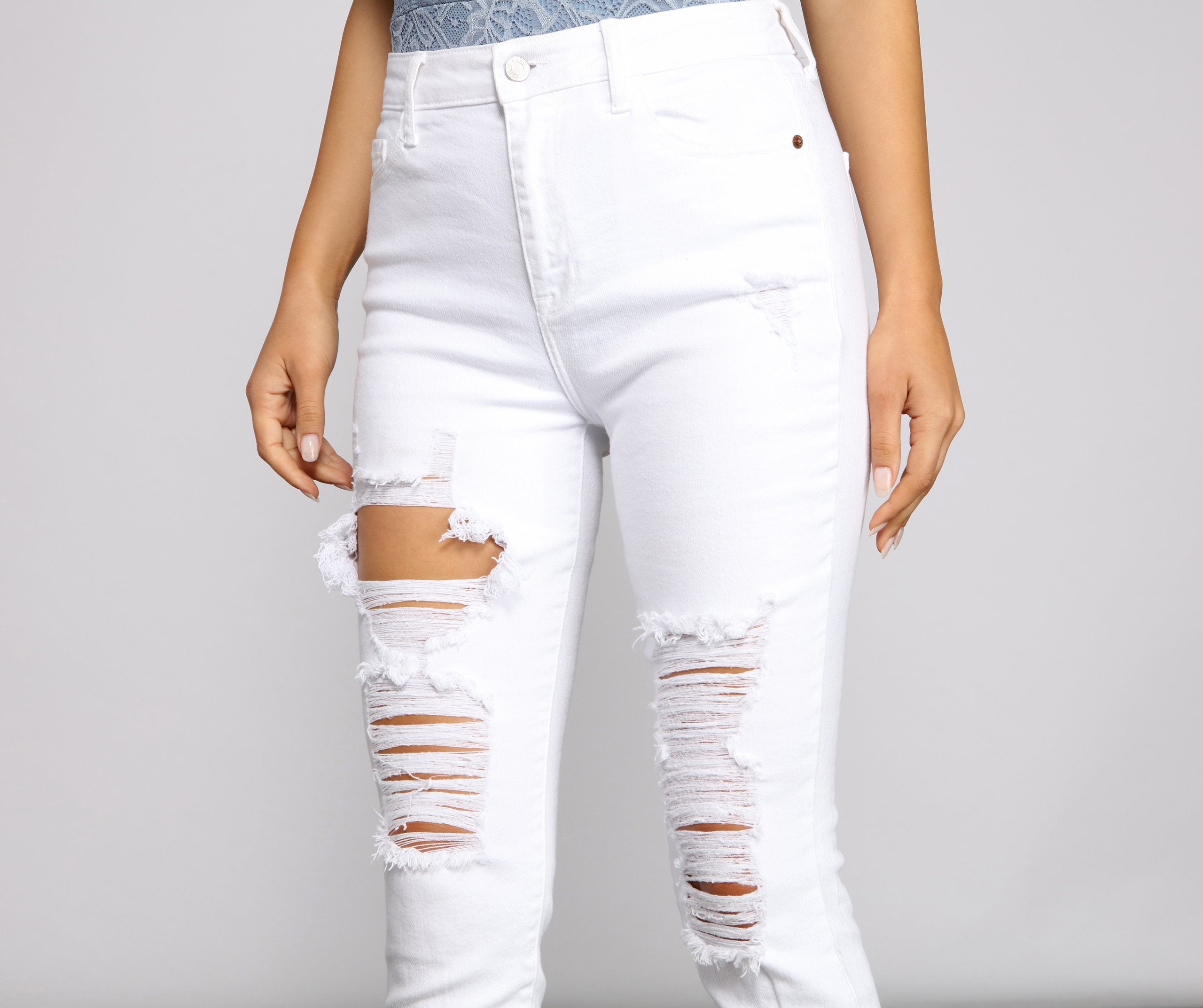 High-Rise Destructed Skinny Ankle Jeans insstreet