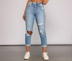 High-Rise Cropped And Cuffed Mom Jeans insstreet