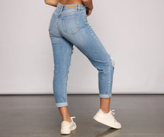 High-Rise Cropped And Cuffed Mom Jeans insstreet