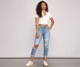 High-Rise Cropped And Cuffed Mom Jeans insstreet