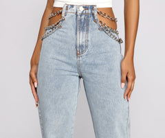 High-Rise Chic Chain Waist Boyfriend Jeans insstreet