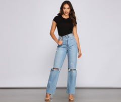 High Rise Distressed Boyfriend Jeans insstreet