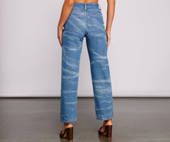 High-Rise Bleached Dye Straight Leg Jeans insstreet