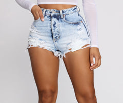 High Waist Acid Wash Jean Shorts insstreet