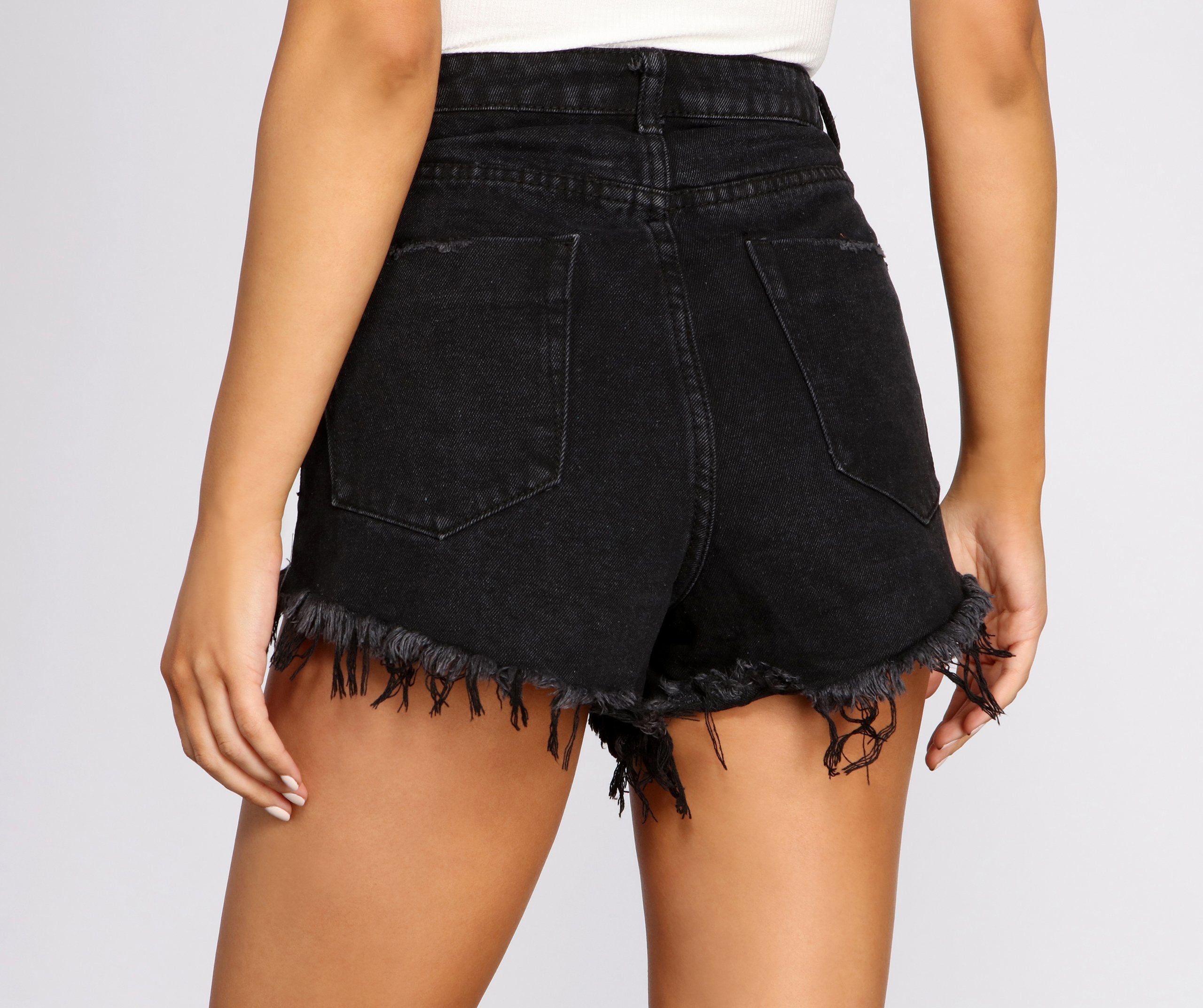 High Waist Button Down Denim Shorts insstreet