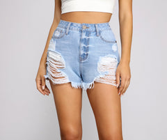 High Rise Super Destructed Cutoff Denim Shorts insstreet