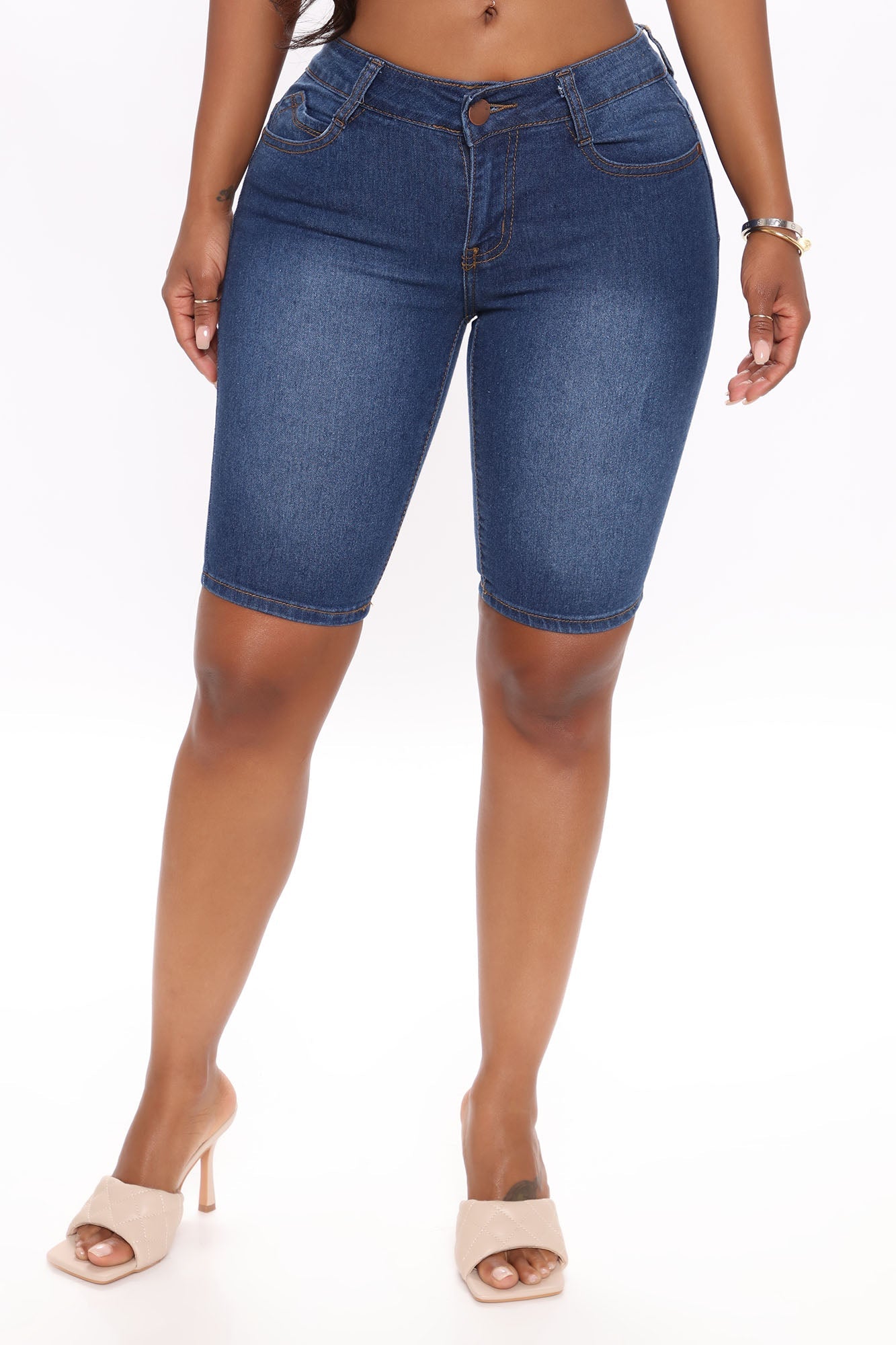 Cataliya Booty Lifting Denim Bermudas - Dark Wash Ins Street
