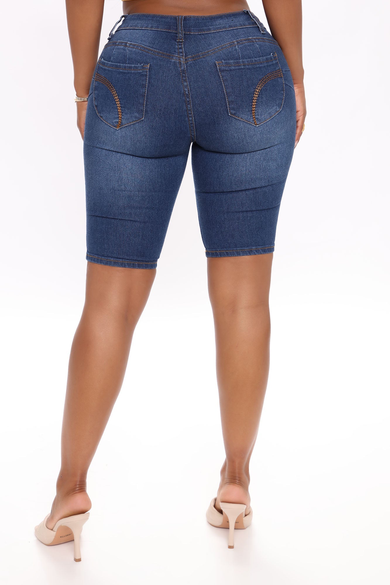 Cataliya Booty Lifting Denim Bermudas - Dark Wash Ins Street