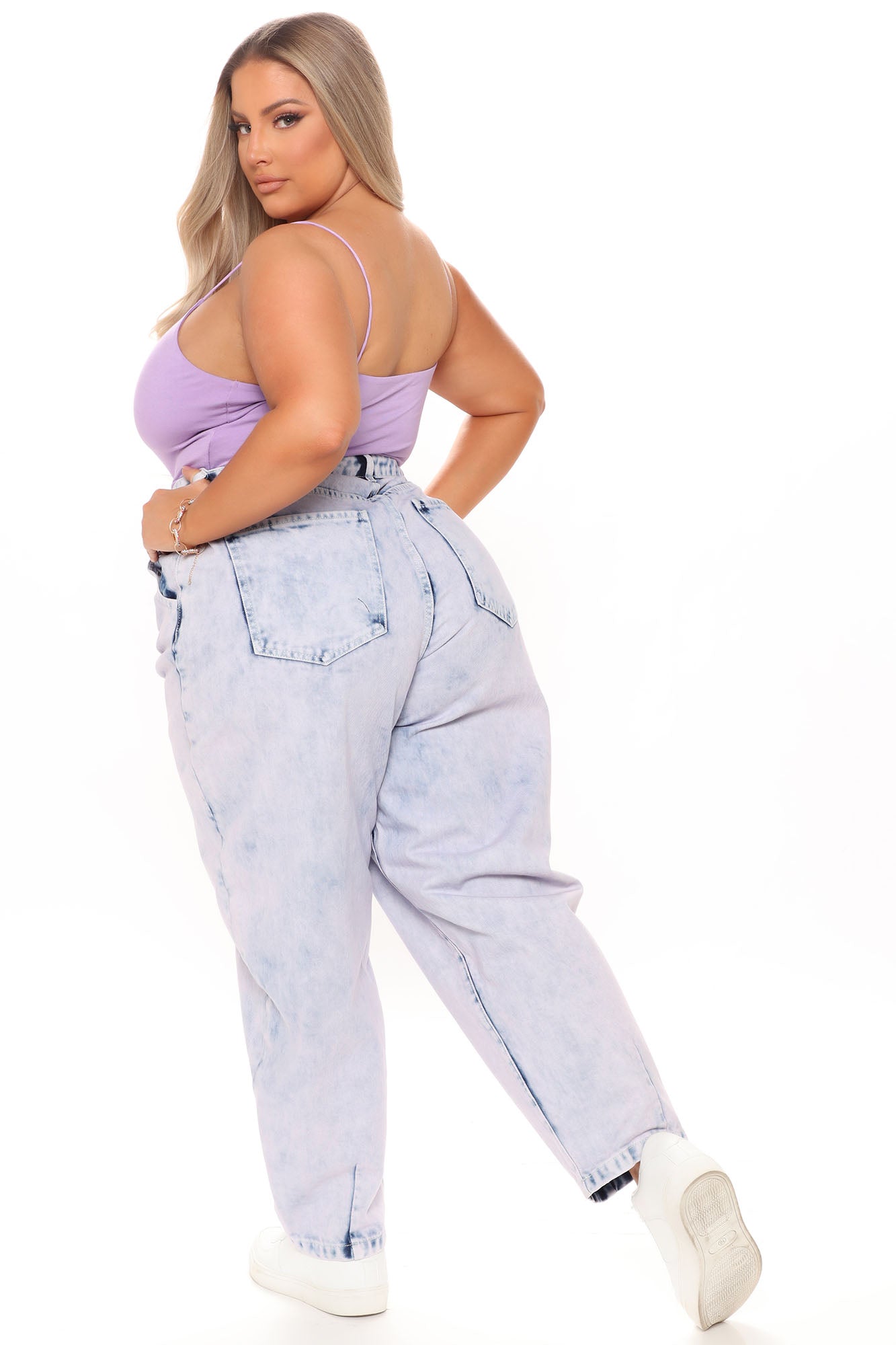 Daydreamer High Rise Baggy Mom Jeans - Violet Ins Street