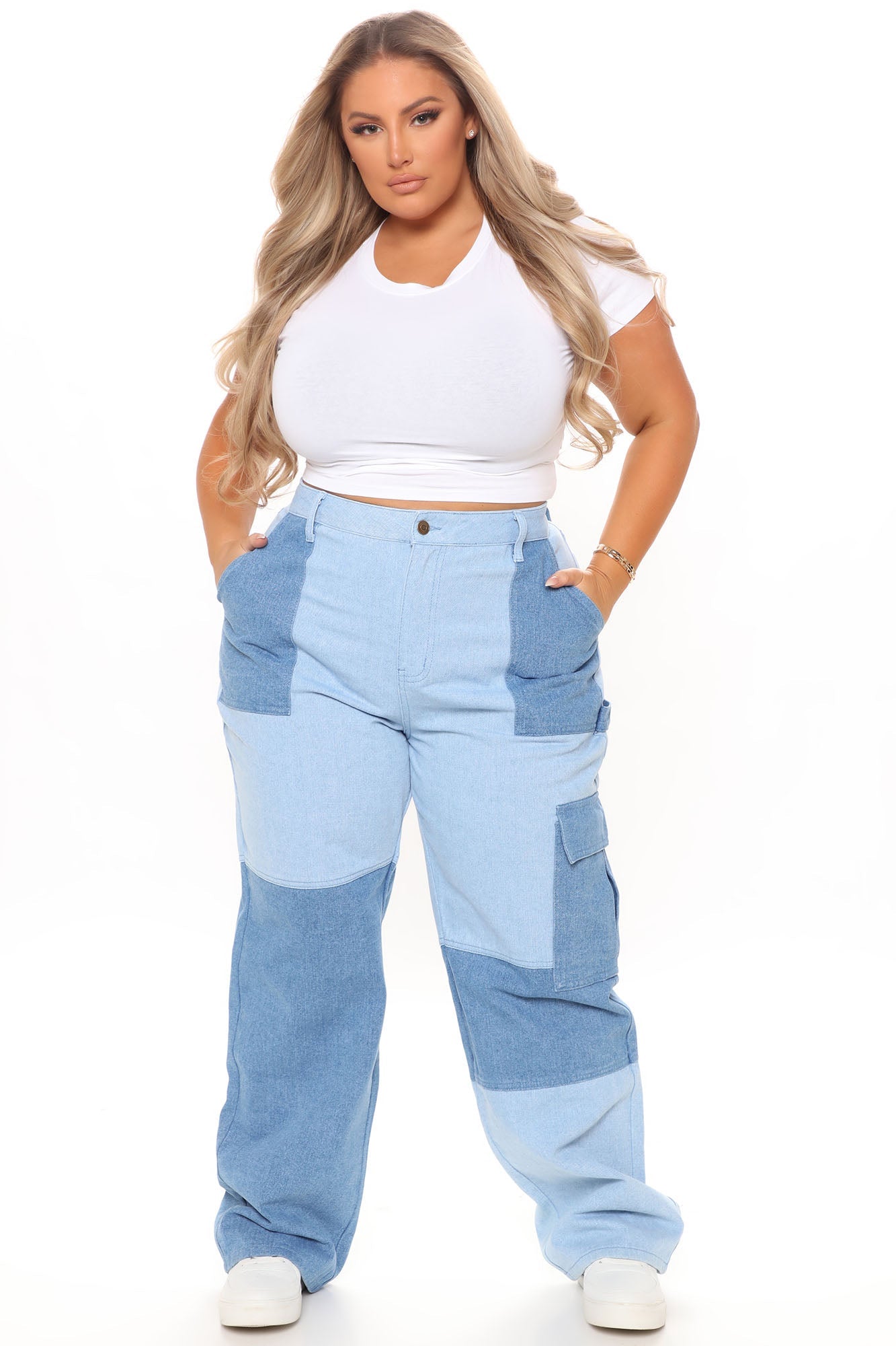 Hard At Patchwork Non Stretch Carpenter Jeans - Blue/combo Ins Street