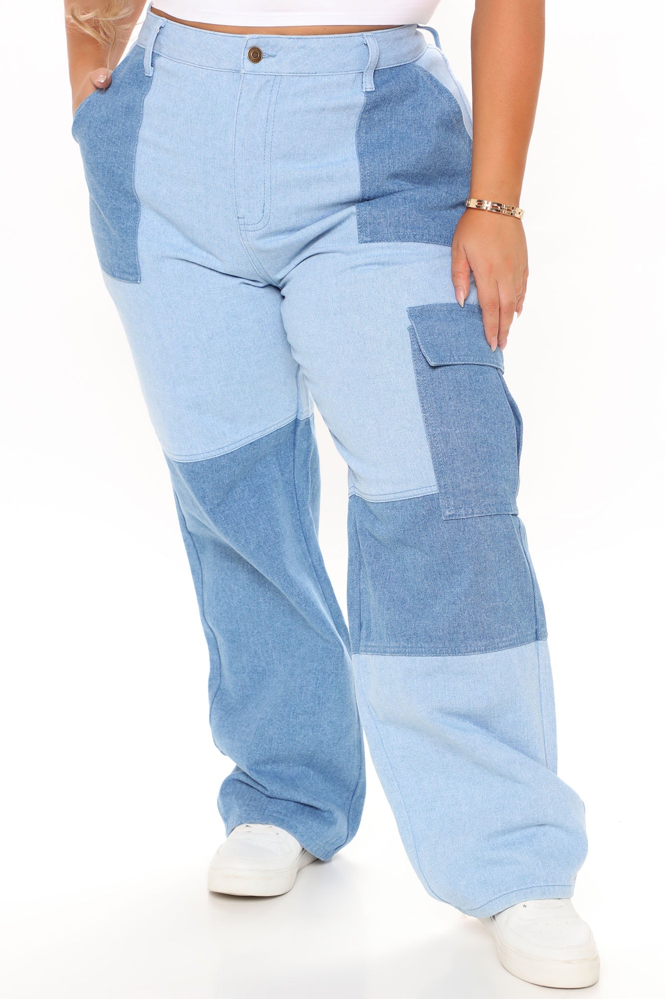 Hard At Patchwork Non Stretch Carpenter Jeans - Blue/combo Ins Street