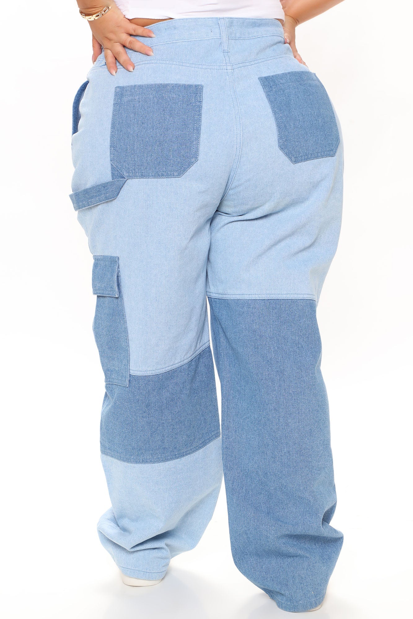 Hard At Patchwork Non Stretch Carpenter Jeans - Blue/combo Ins Street