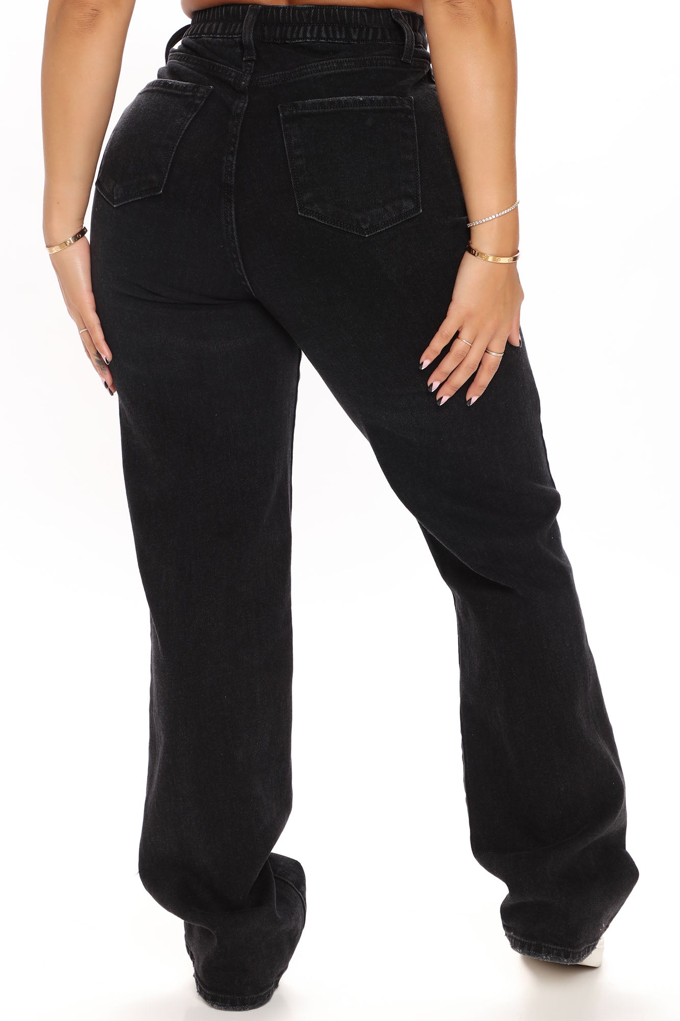 Amsterdam Elastic Waistband Boyfriend Jeans - Black Ins Street