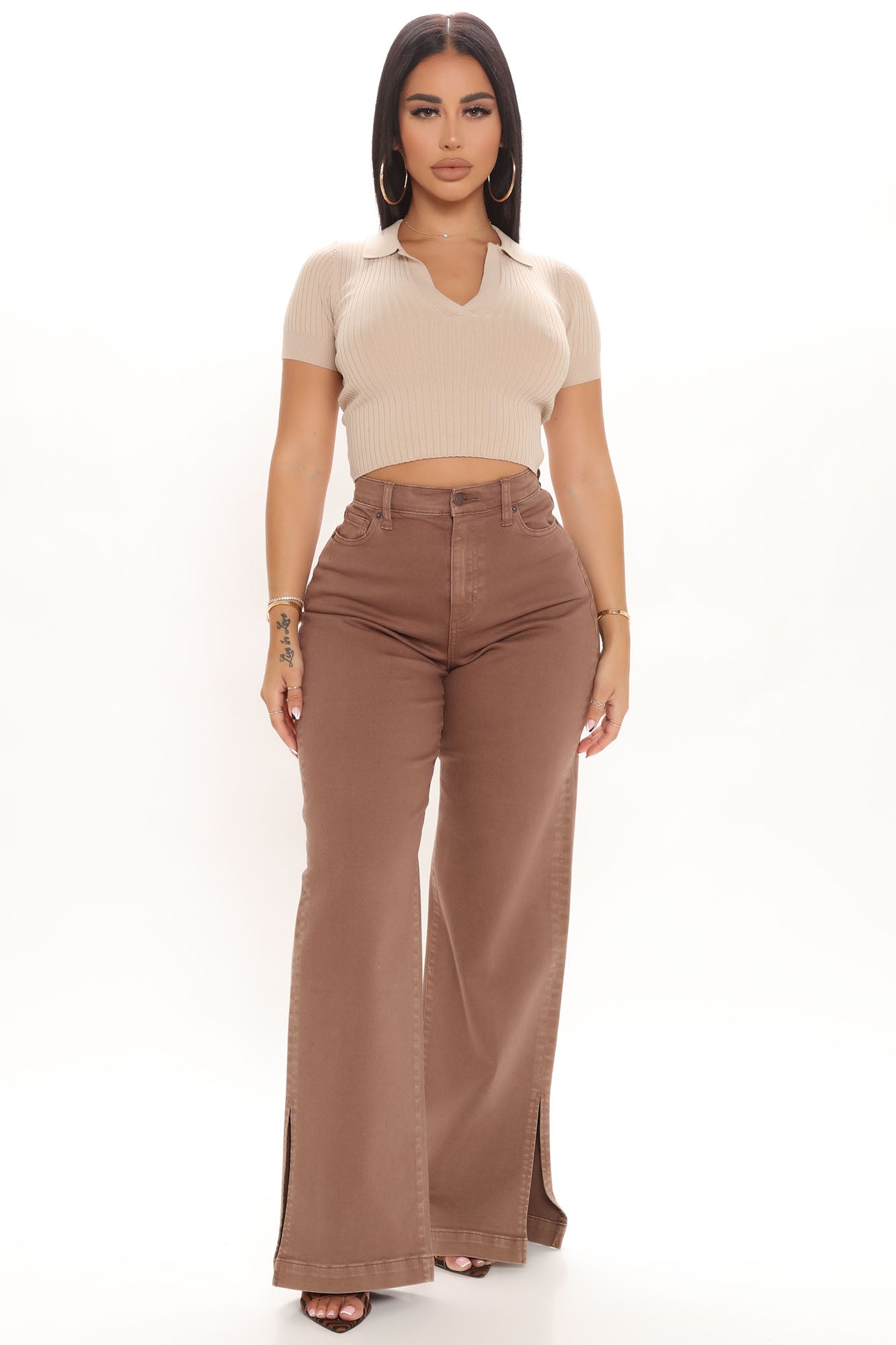 Stockholm Side Slit Wide Leg Jeans - Chocolate Ins Street