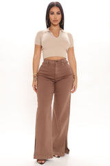 Stockholm Side Slit Wide Leg Jeans - Chocolate Ins Street