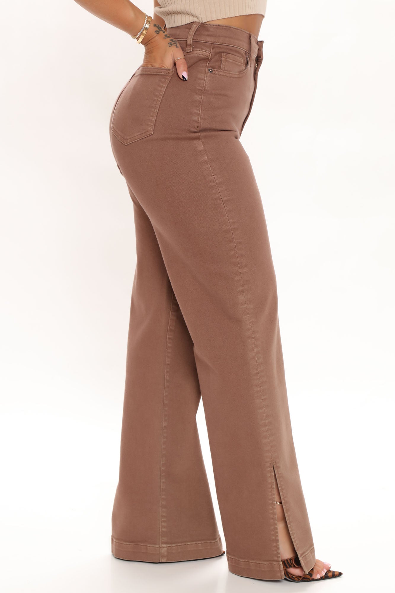 Stockholm Side Slit Wide Leg Jeans - Chocolate Ins Street