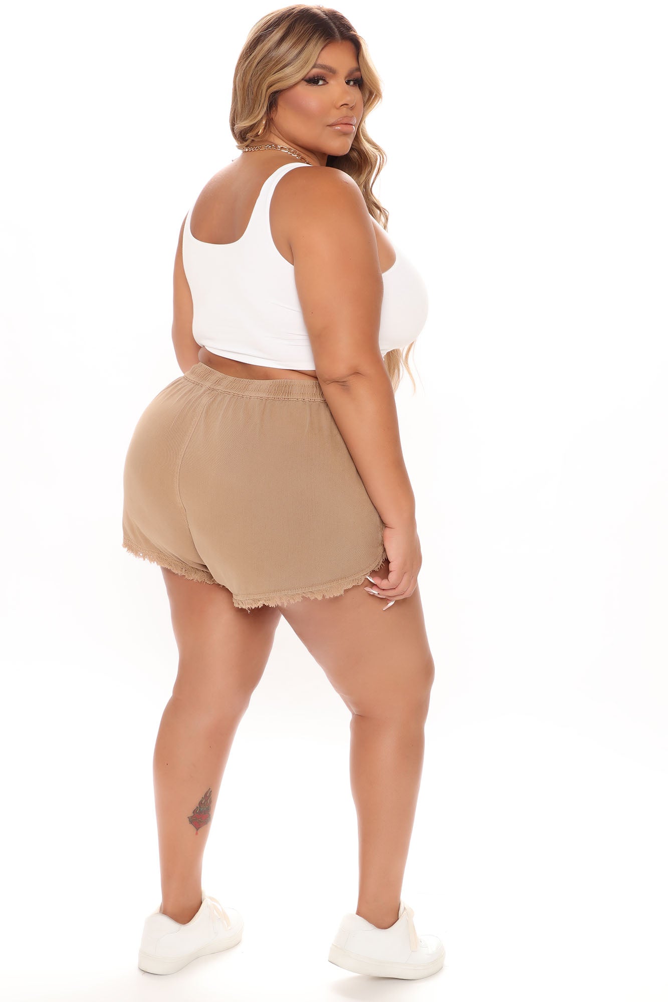 San Diego Drawstring Dolphin Hem Denim Shorts - Brown Ins Street