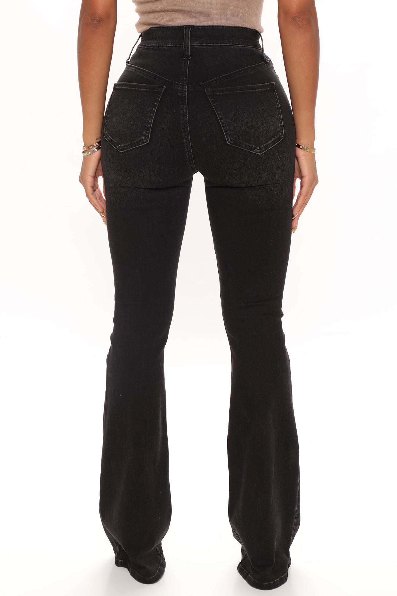 Beautiful And Curvy Stretch Flare Jeans - Black Ins Street