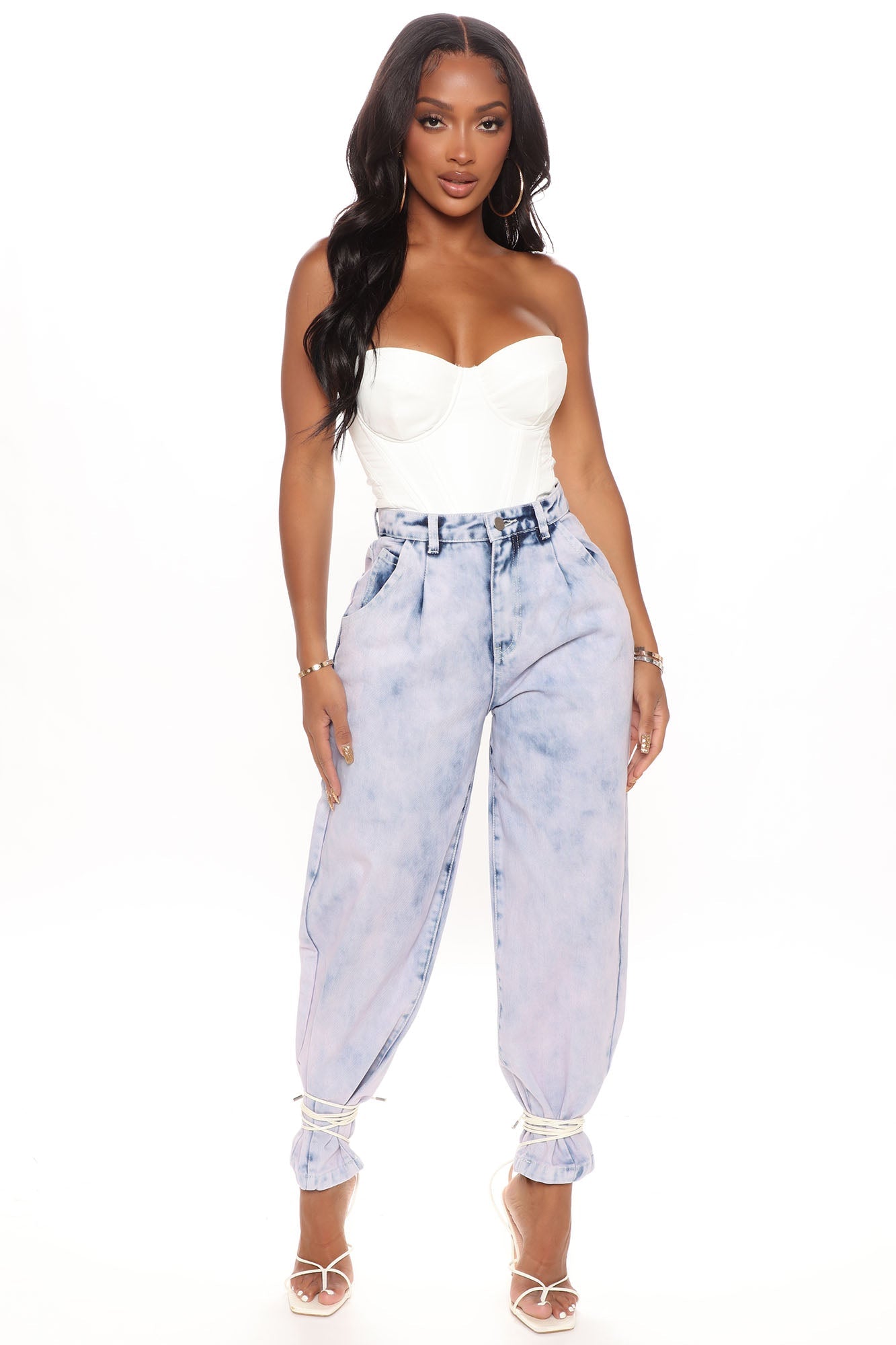 Daydreamer High Rise Baggy Mom Jeans - Violet Ins Street