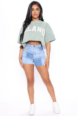 Piece Of You Patchwork Denim Shorts - Medium Blue Wash Ins Street