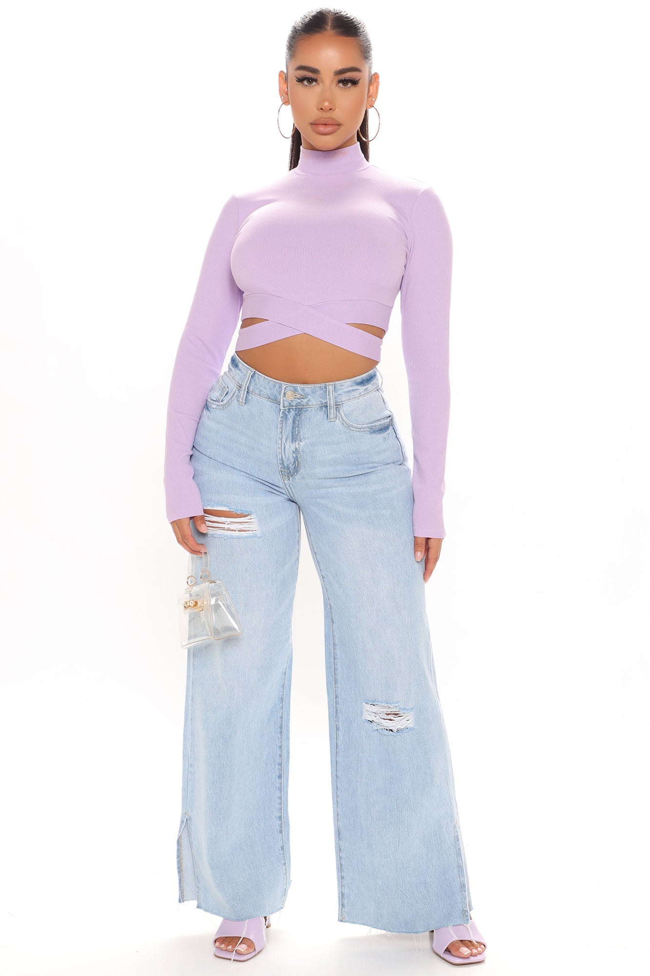 Back In The Day Ripped 90's Side Slit Jeans - Light Blue Wash Ins Street